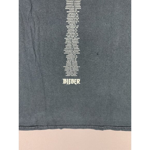 Vintage Y2K Justin Bieber Purpose Tour Youth Medium Black Faded Tee Shirt - Picture 7 of 12